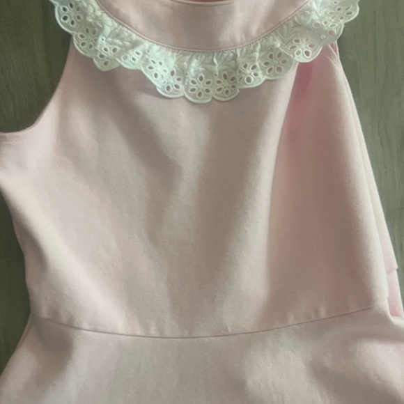 Pink Sleeveless Kids Dress with Lace Collar - Picture 5 of 8